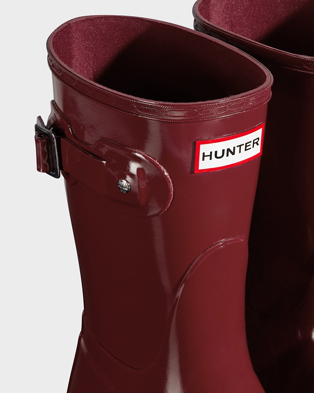 Womens Short Rain Boots - Hunter Original Gloss (49OVMHTSE) - Grey Red